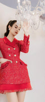 Marion A-line Notch Lapel Tweed Mini Dress - MEAN BLVD