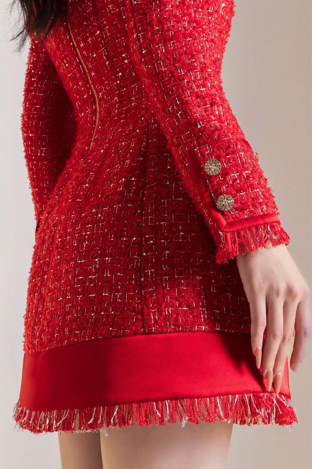 Marion A-line Notch Lapel Tweed Mini Dress - MEAN BLVD
