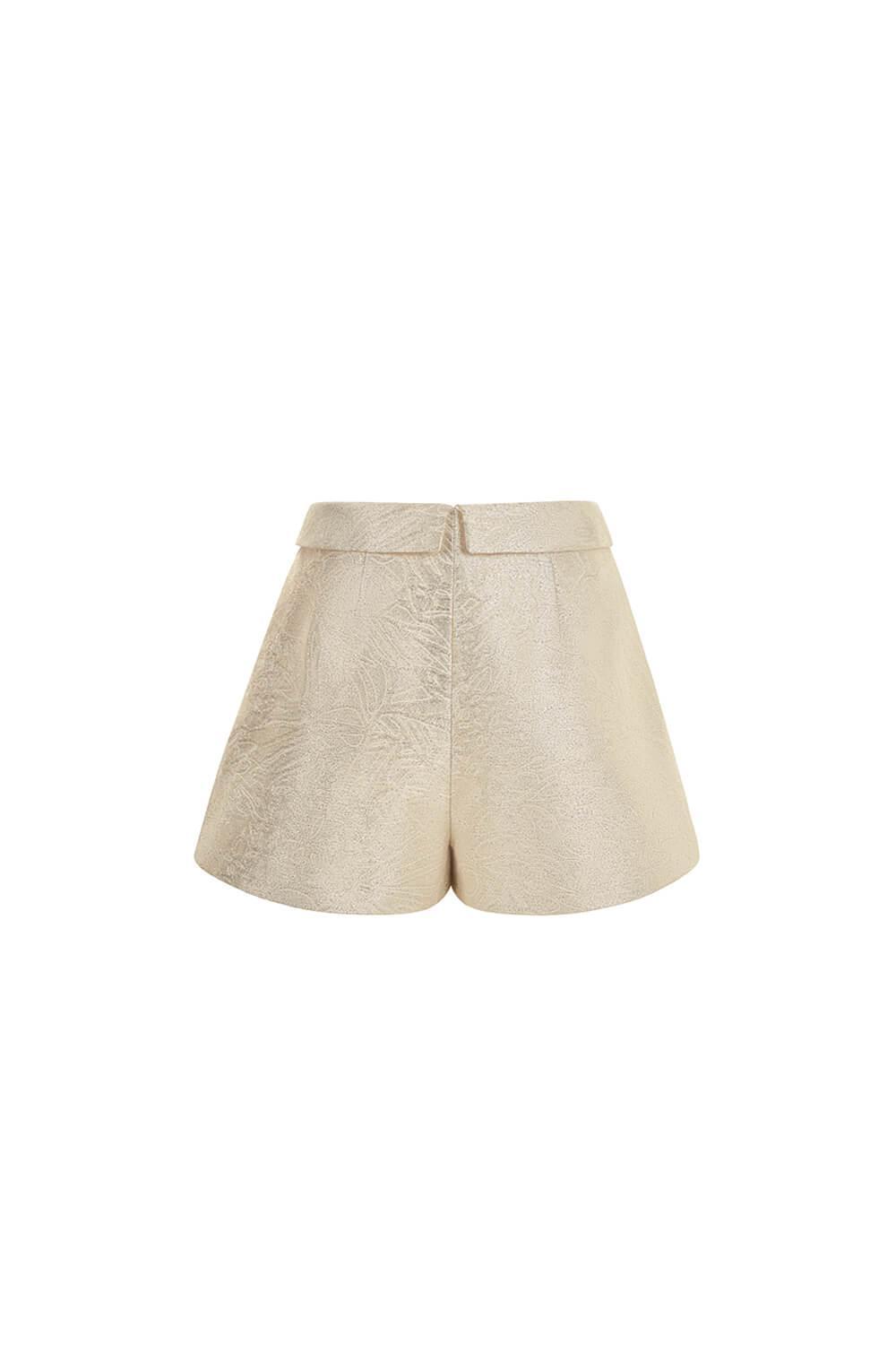 Maris Draped Jacquard Thigh Length Shorts - MEAN BLVD