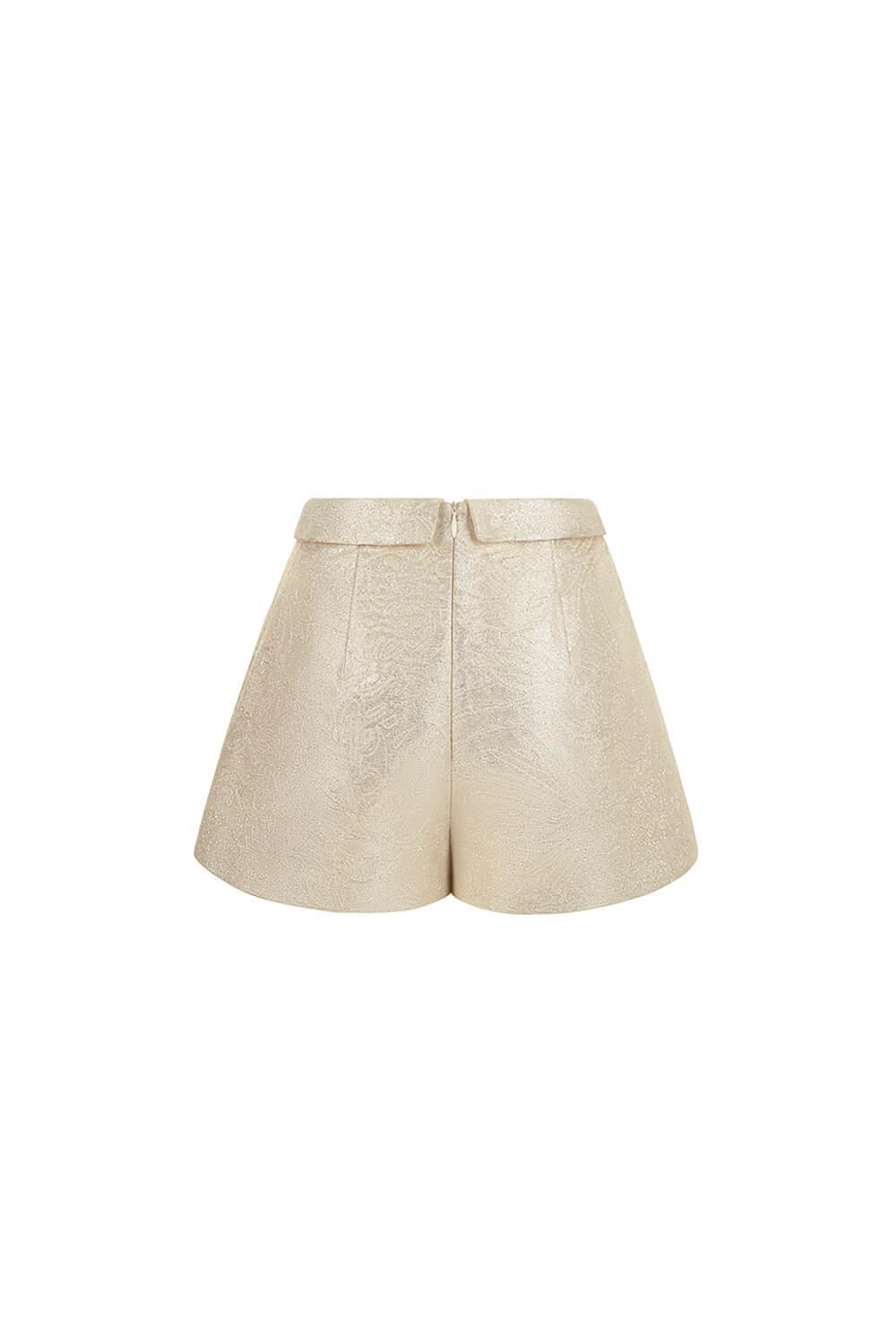 Maris Draped Jacquard Thigh Length Shorts - MEAN BLVD
