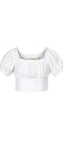 Marjorie Cropped Gathered Silk Organza Crop Top - MEAN BLVD