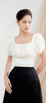 Marjorie Cropped Gathered Silk Organza Crop Top - MEAN BLVD