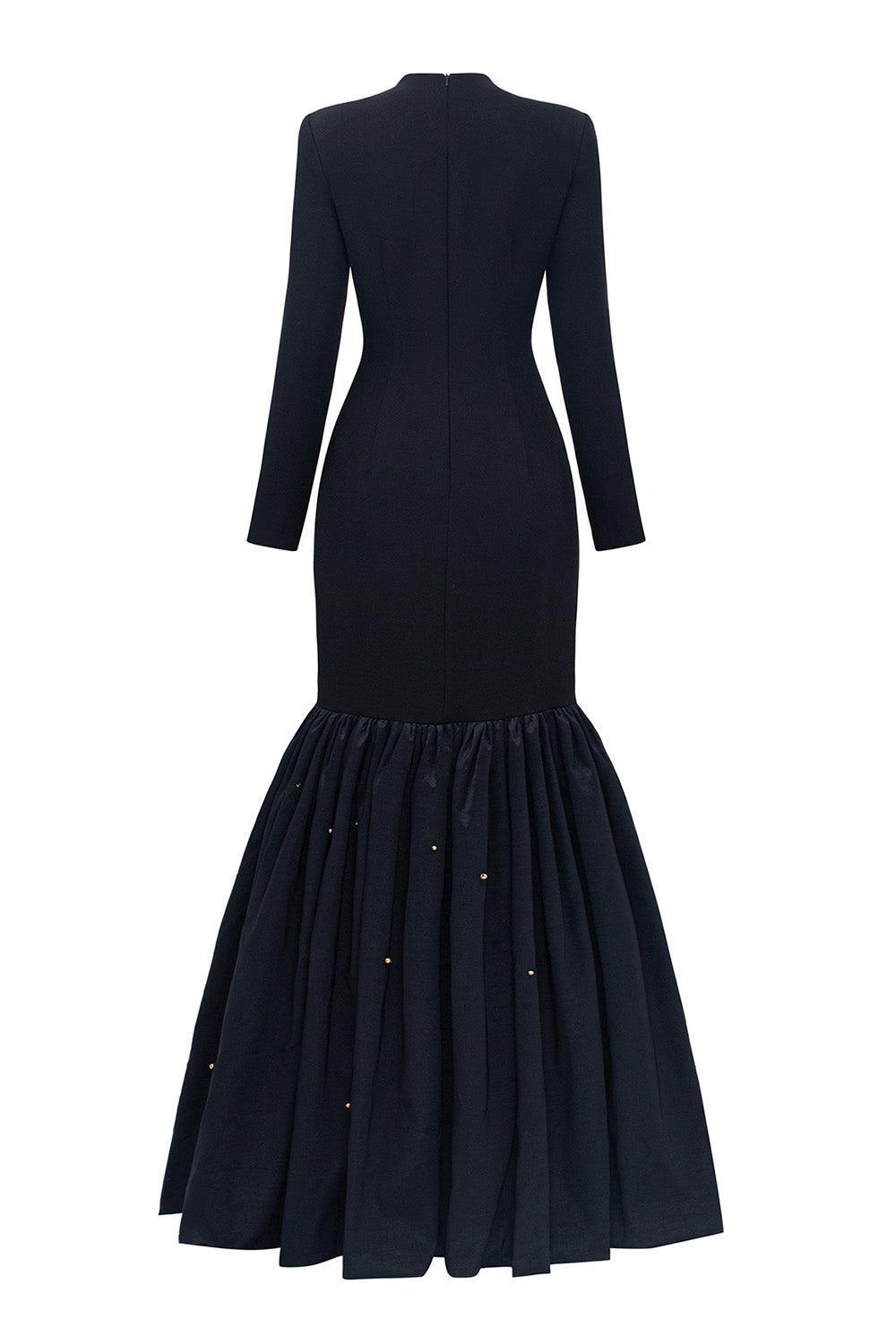 Women's Martha Drop Waist Flared Scuba Floor Length Dress XS/S/M/L/XL/XXL/Customize Black MEAN BLVD Black / XS Women's Martha Drop Waist Flared Scuba Floor Length Dress XS/S/M/L/XL/XXL/Customize Black MEAN BLVD Black / XS