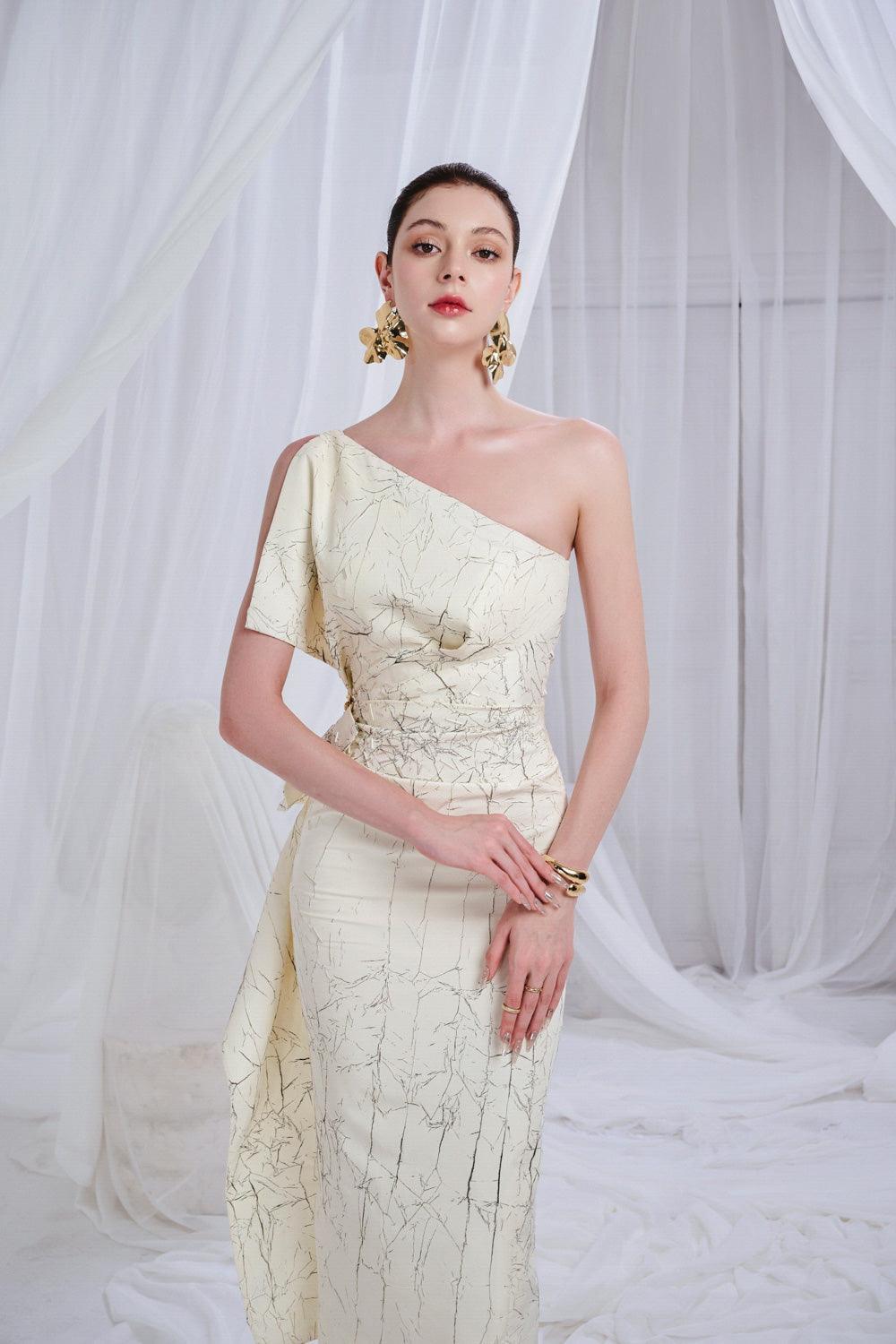 Massey Sheath One Shoulder Synthetic Midi Dress - MEAN BLVD