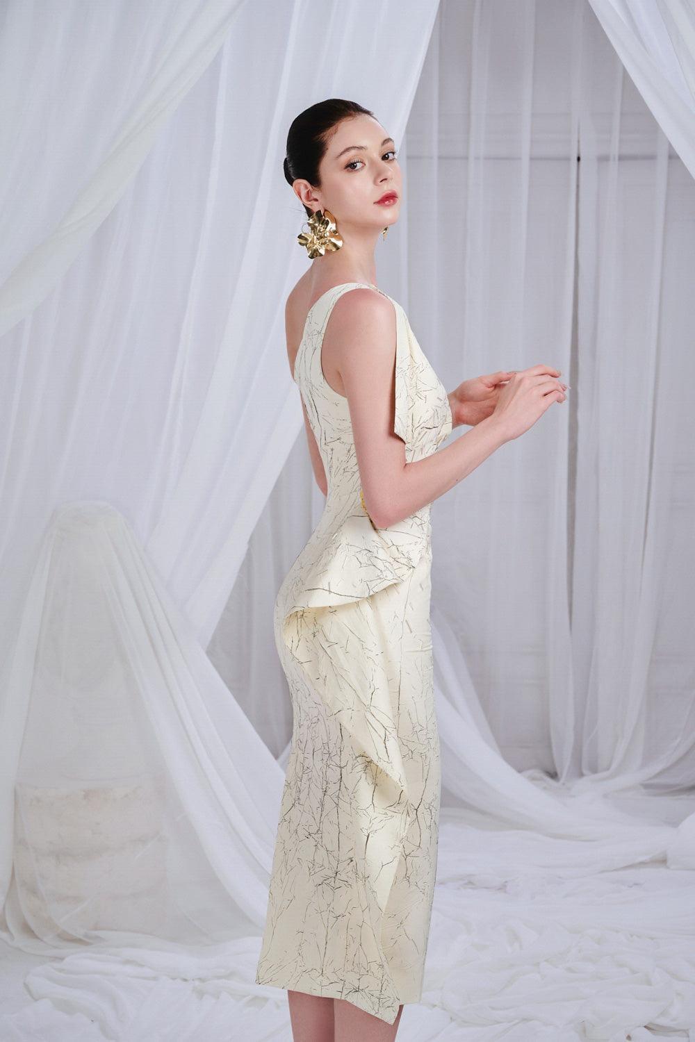Massey Sheath One Shoulder Synthetic Midi Dress - MEAN BLVD