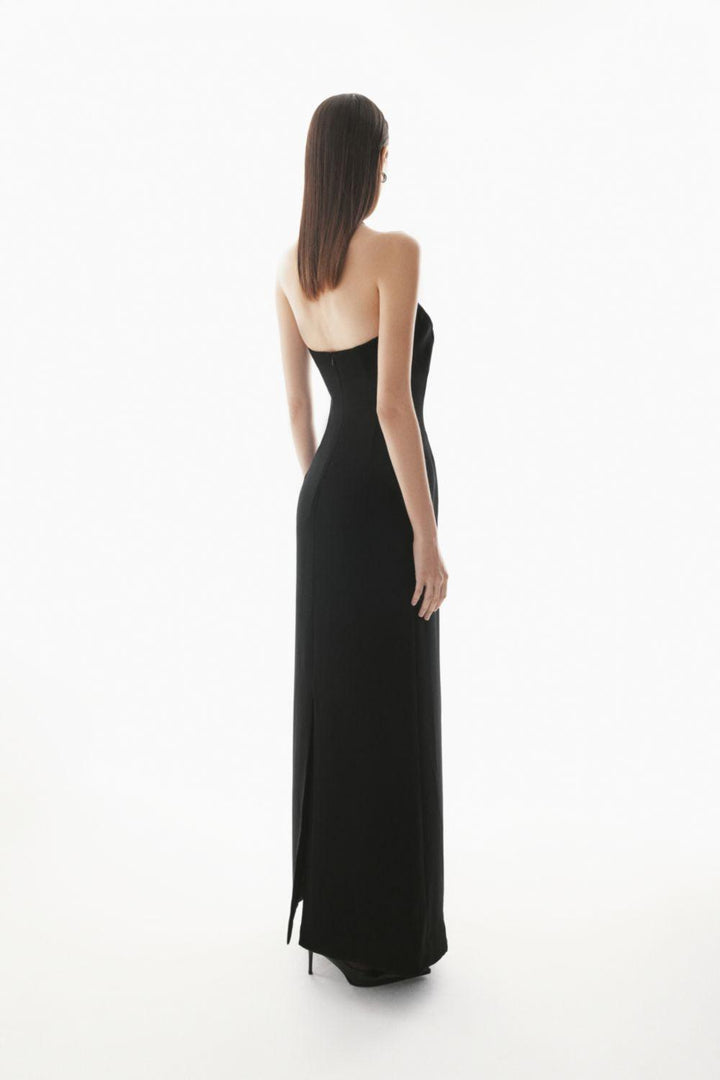 Matania Strapless Back Slit Crepe Floor Length Dress - MEAN BLVD