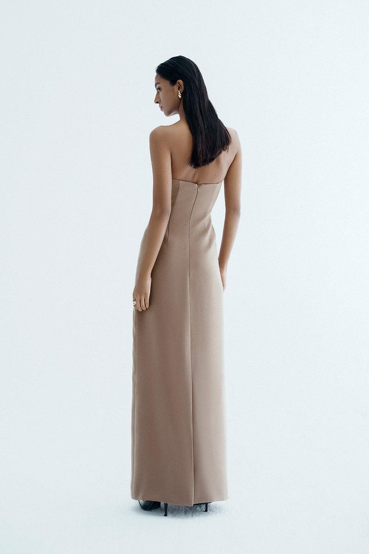 Matania Strapless Straight Across Neck Crepe Maxi Dress - MEAN BLVD