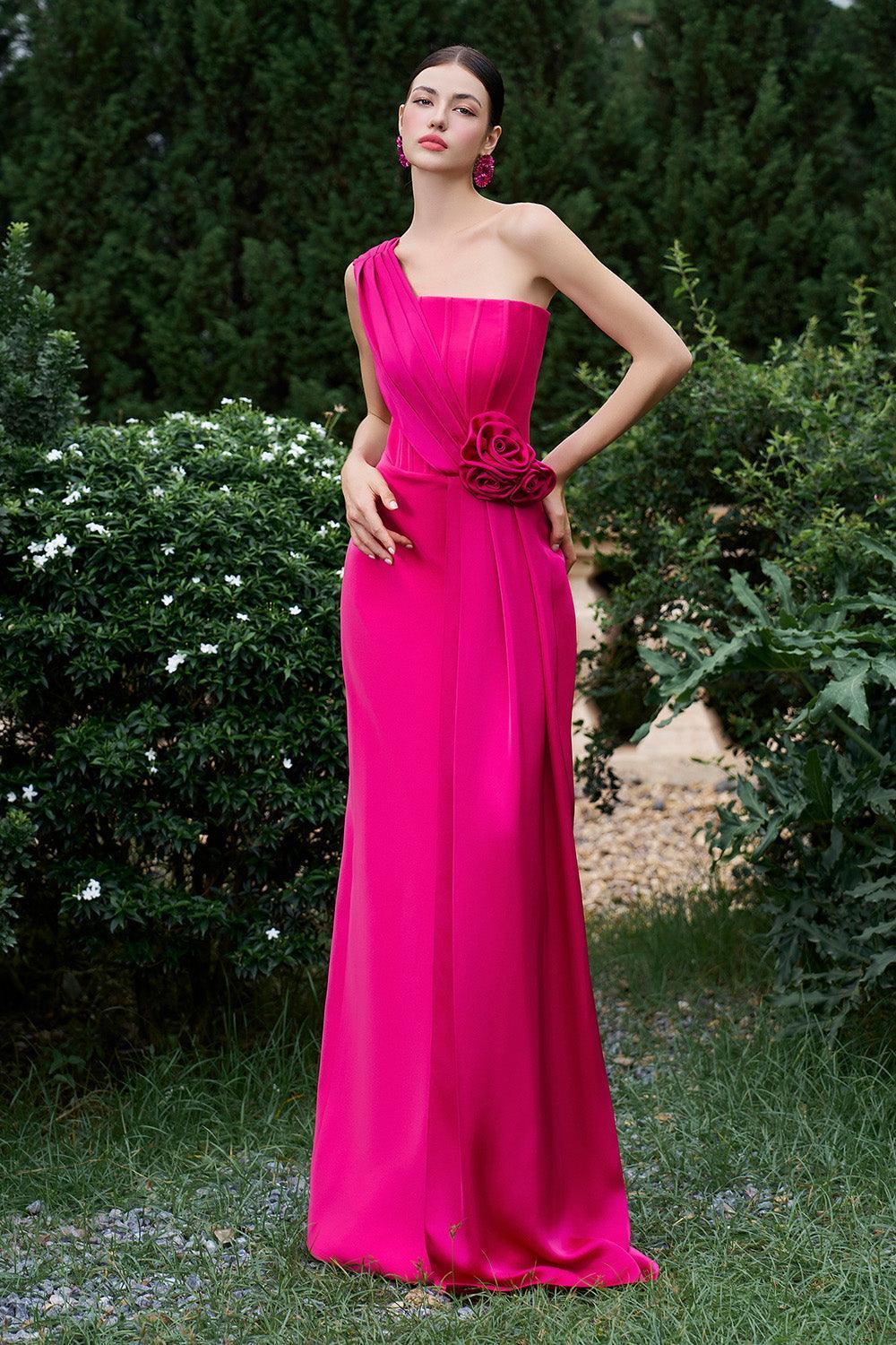 Matthias Sheath One Shoulder Silk Crepe Floor Length Dress - MEAN BLVD