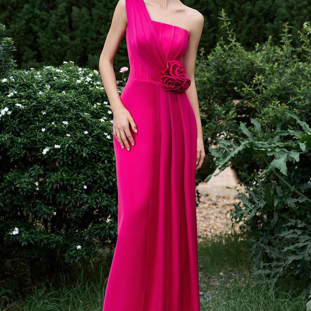 Matthias Sheath One Shoulder Silk Crepe Floor Length Dress - MEAN BLVD