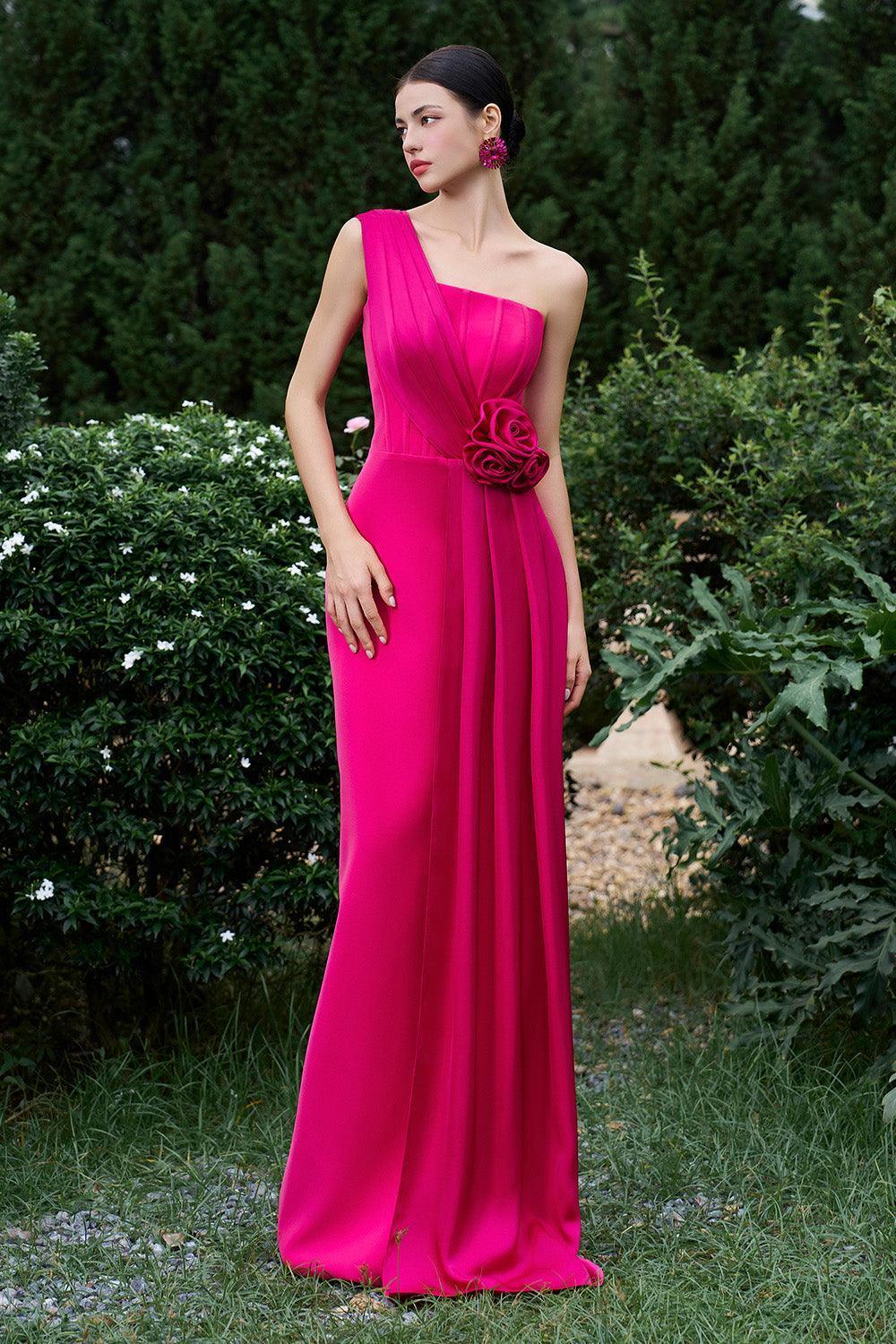 Matthias Sheath One Shoulder Silk Crepe Floor Length Dress - MEAN BLVD