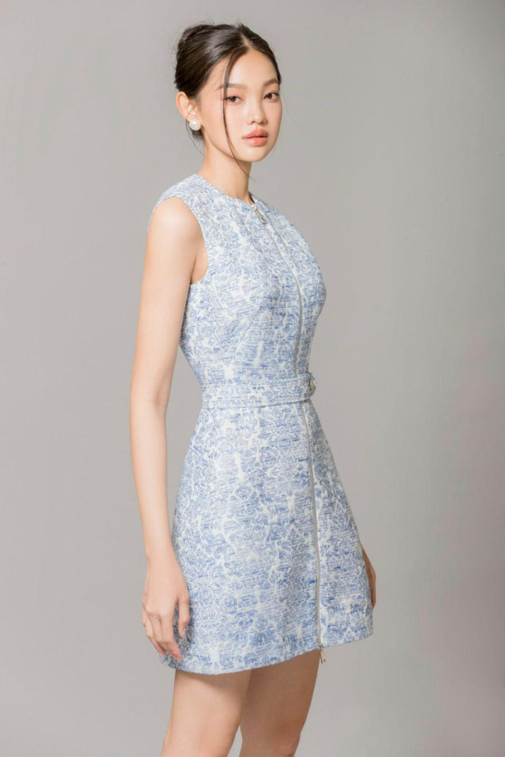 Mavis A-line Sleeveless Brocade Mini Dress - MEAN BLVD