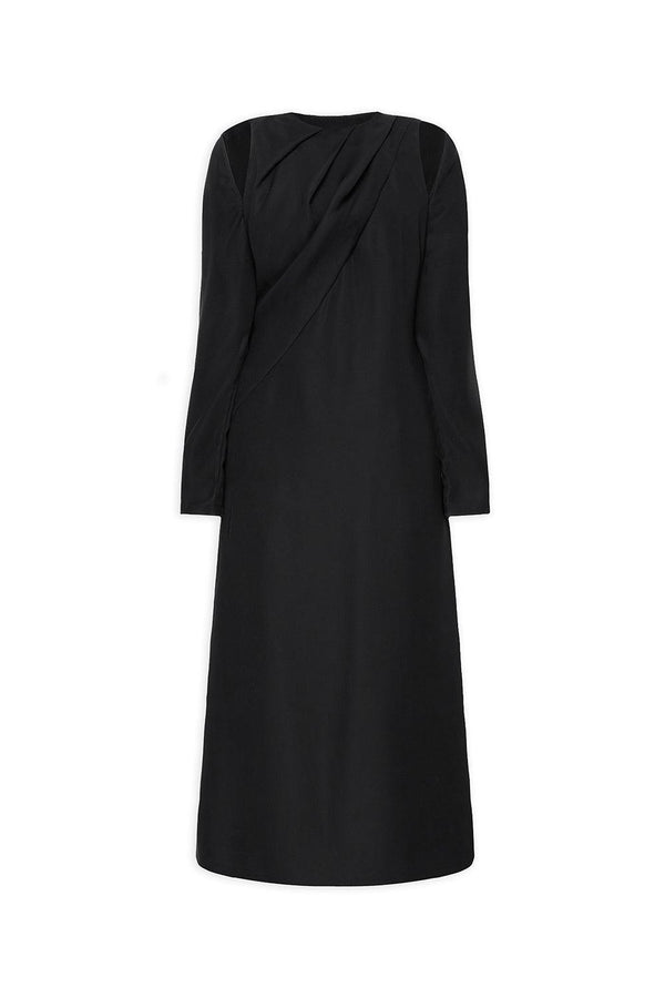 Mayes Straight Round Neck Crepe Midi Dress - MEAN BLVD