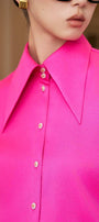 Mazikeen Straight Pointed Flat Collar Silk Shirt - MEAN BLVD