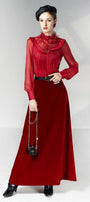 Megan A-line Bishop Sleeved Velvet Ankle Length Set - MEAN BLVD