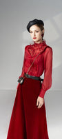 Megan A-line Bishop Sleeved Velvet Ankle Length Set - MEAN BLVD