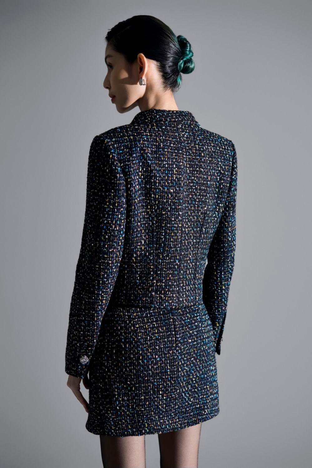 Megan A-line Button Tweed Mini Skirt - MEAN BLVD