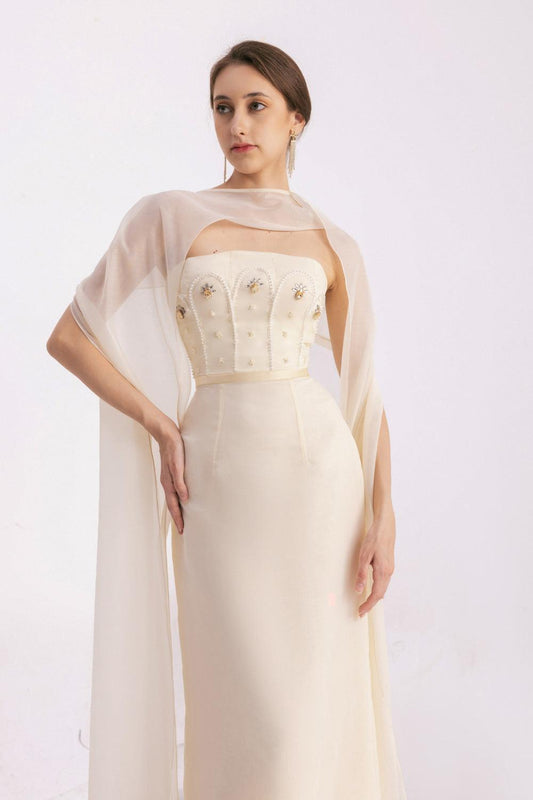 Melany Sheath Back Slit Twill Floor Length Set - MEAN BLVD