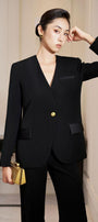 Melany Structured Lapelless Gabardine Blazer - MEAN BLVD