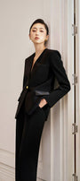 Melany Structured Lapelless Gabardine Blazer - MEAN BLVD