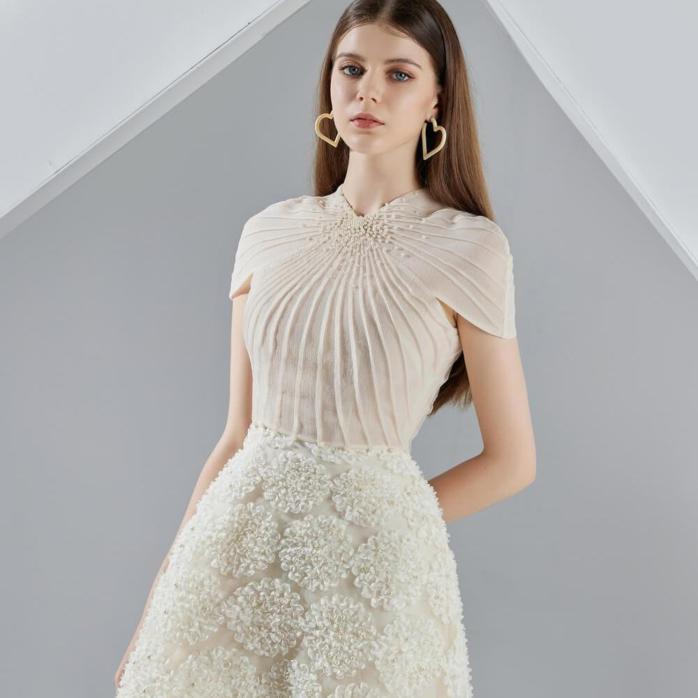 Melina A-line Short Sleeved Organza Mini Dress - MEAN BLVD