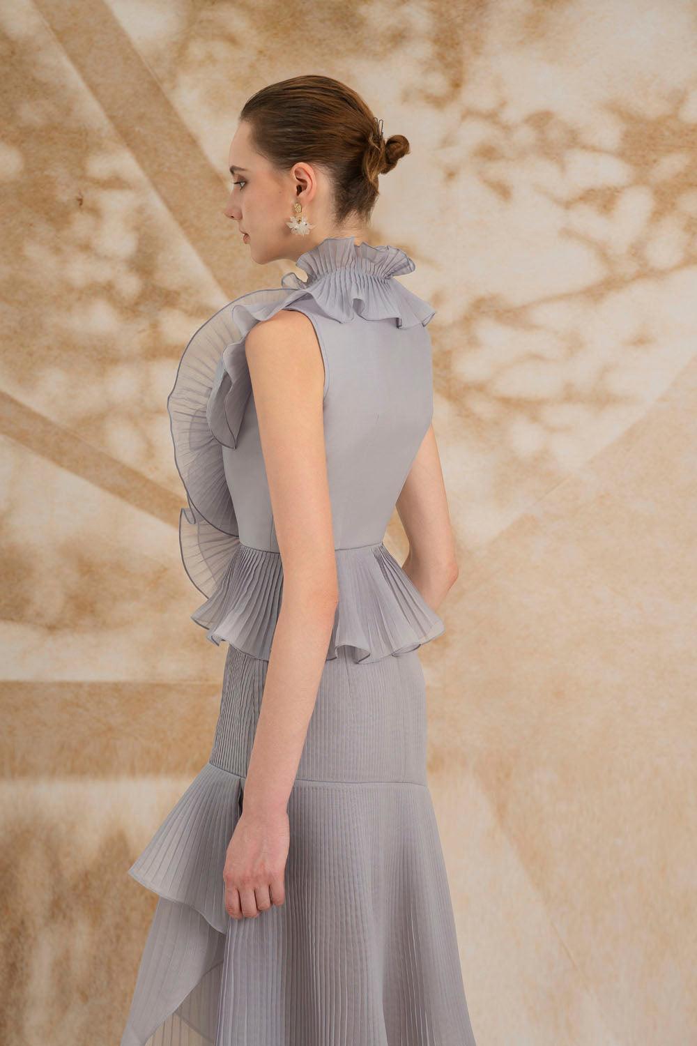 Melina Asymmetric Ruffled Organza Midi Set - MEAN BLVD