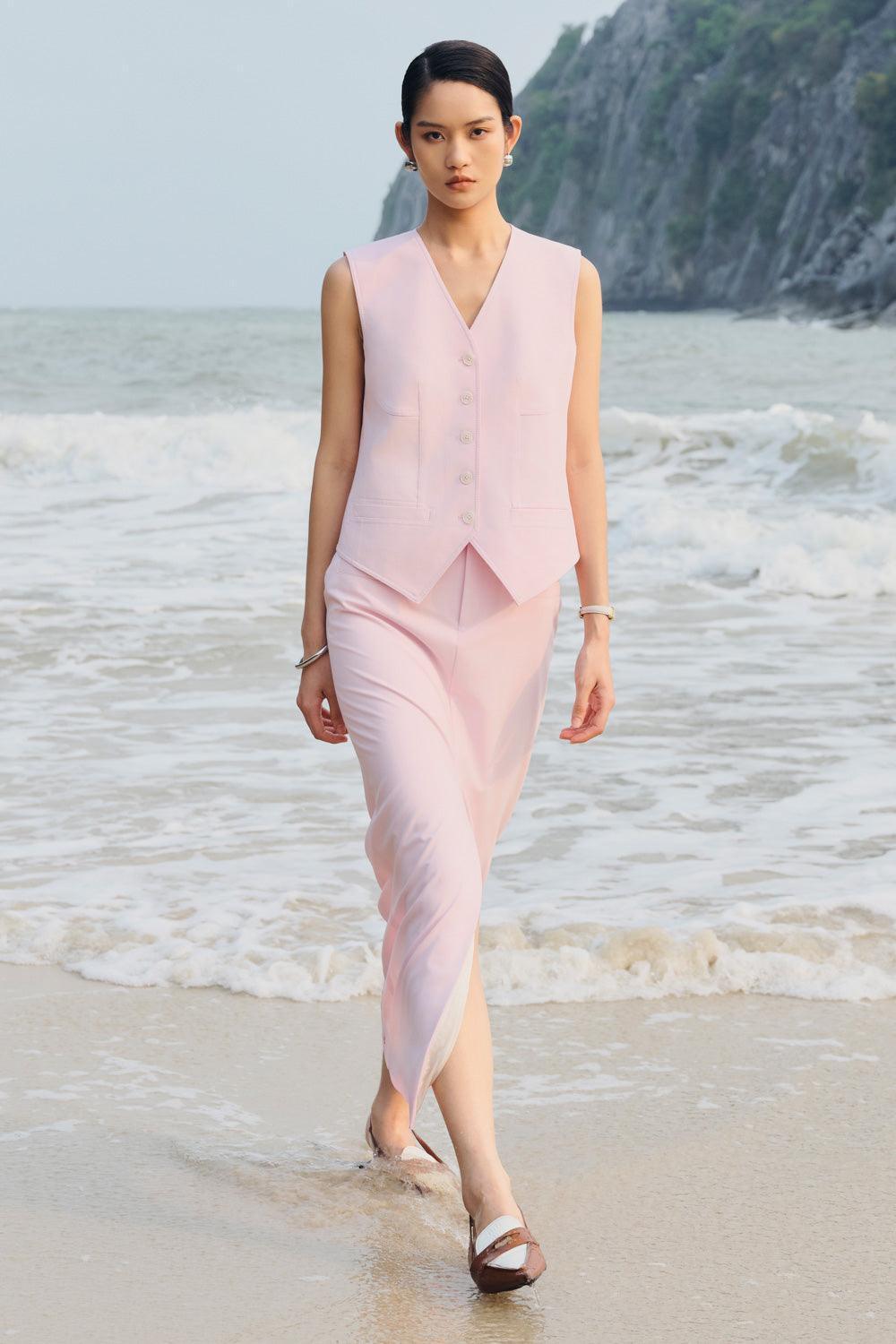 Melinda Straight Front Slit Crepe Ankle Length Skirt - MEAN BLVD