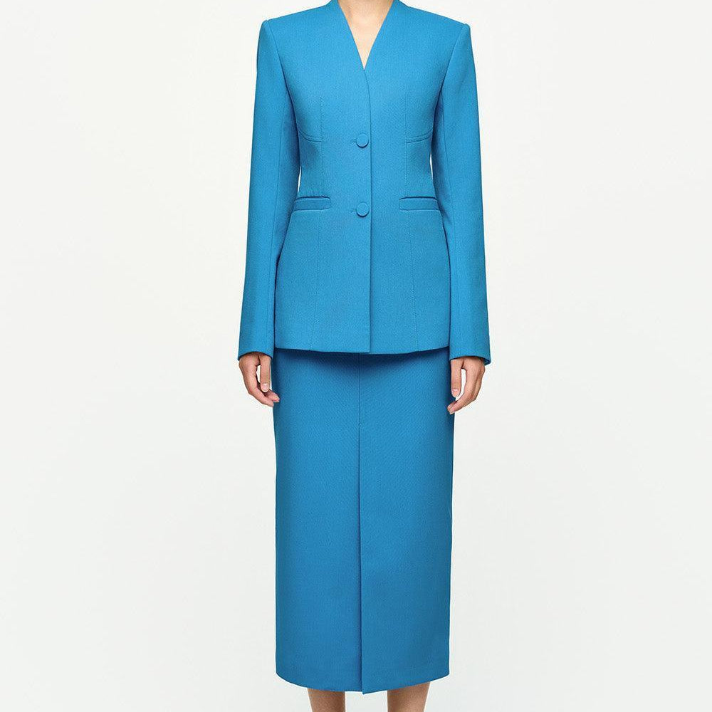 Melinda Straight Front Slit Crepe Ankle Length Skirt - MEAN BLVD