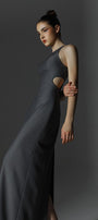 Memoir Sheath Back Slit Wool Cotton Ankle Length Dress - MEAN BLVD