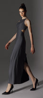 Memoir Sheath Back Slit Wool Cotton Ankle Length Dress - MEAN BLVD