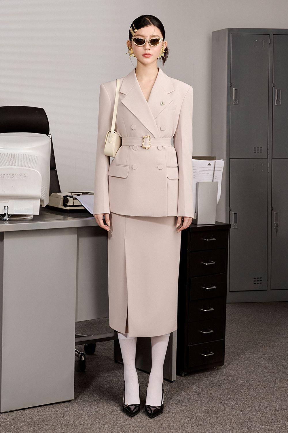 Menki Straight Long Sleeved Polyester Midi Set - MEAN BLVD