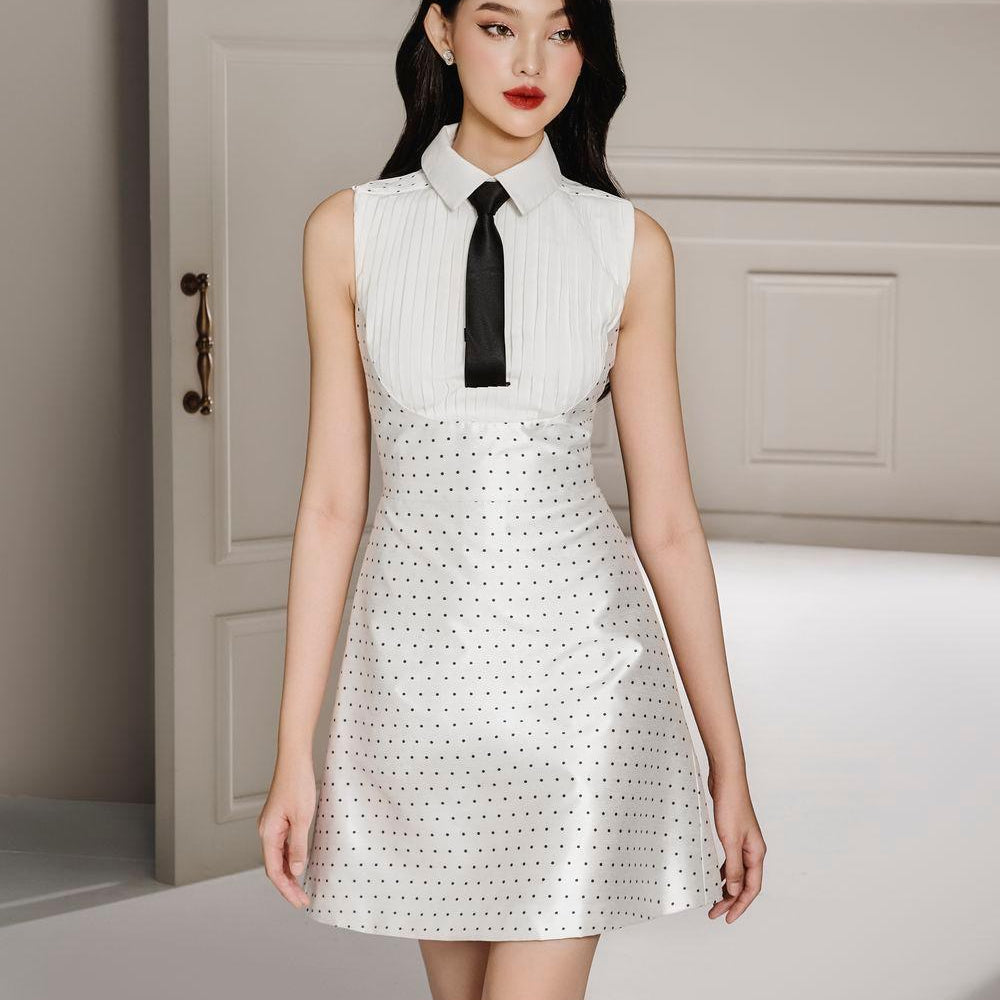 Mercy Fit and Flare Shirt Collar Taffeta Mini Dress - MEAN BLVD
