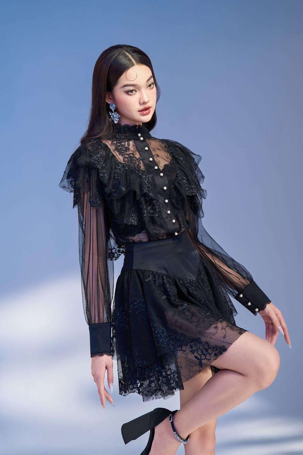 Meria Layered Cuff Sleeved Lace Mini Dress - MEAN BLVD