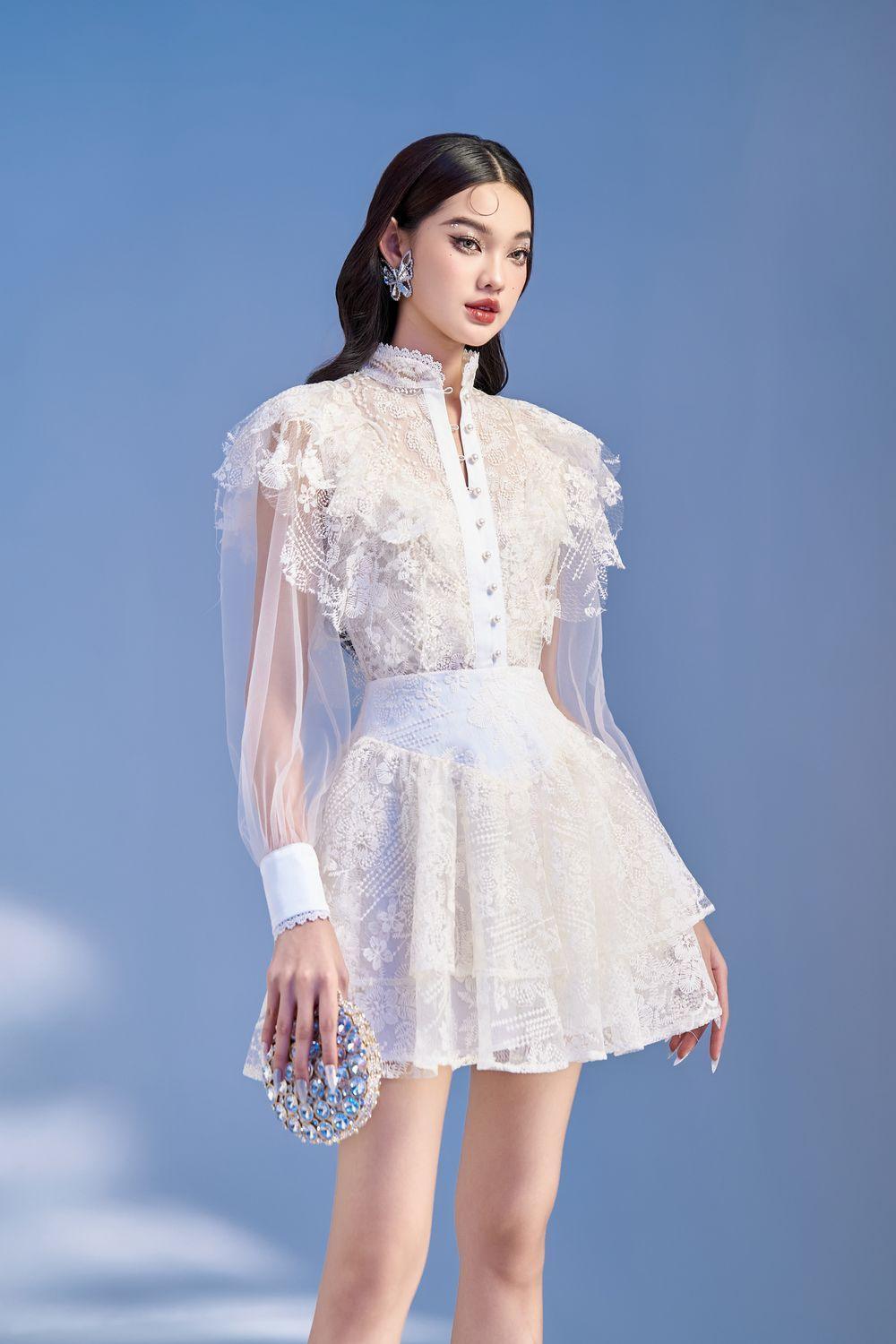 Meria Layered Cuff Sleeved Lace Mini Dress - MEAN BLVD