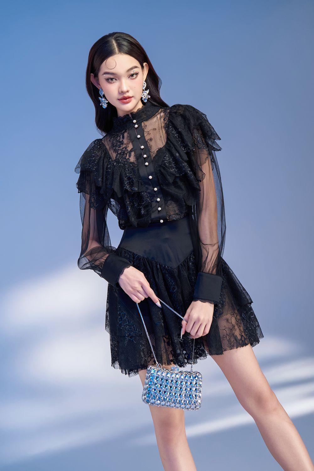 Meria Layered Cuff Sleeved Lace Mini Dress - MEAN BLVD