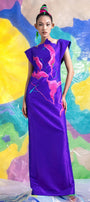 Merida Straight Cap Sleeved Taffeta Floor Length Dress - MEAN BLVD