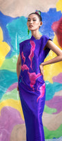 Merida Straight Cap Sleeved Taffeta Floor Length Dress - MEAN BLVD