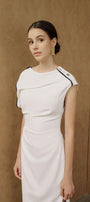 Mermaid Straight Asymmetric Sleeved Cotton Midi Dress - MEAN BLVD