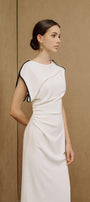 Mermaid Straight Asymmetric Sleeved Cotton Midi Dress - MEAN BLVD