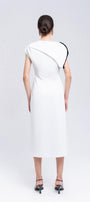 Mermaid Straight Asymmetric Sleeved Cotton Midi Dress - MEAN BLVD