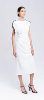 Mermaid Straight Asymmetric Sleeved Cotton Midi Dress - MEAN BLVD