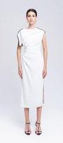 Mermaid Straight Asymmetric Sleeved Cotton Midi Dress - MEAN BLVD