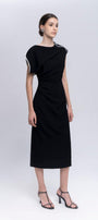 Mermaid Straight Asymmetric Sleeved Cotton Midi Dress - MEAN BLVD