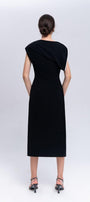 Mermaid Straight Asymmetric Sleeved Cotton Midi Dress - MEAN BLVD