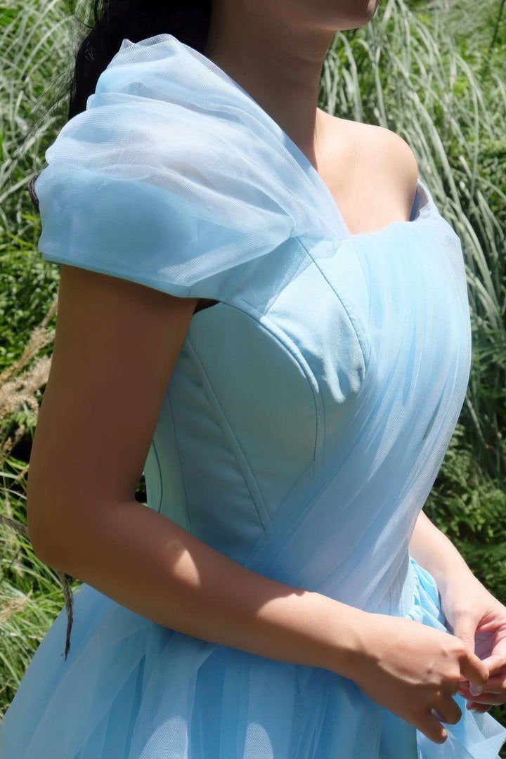 Mia Asymmetric Off-Shoulder Taffeta Midi Dress - MEAN BLVD