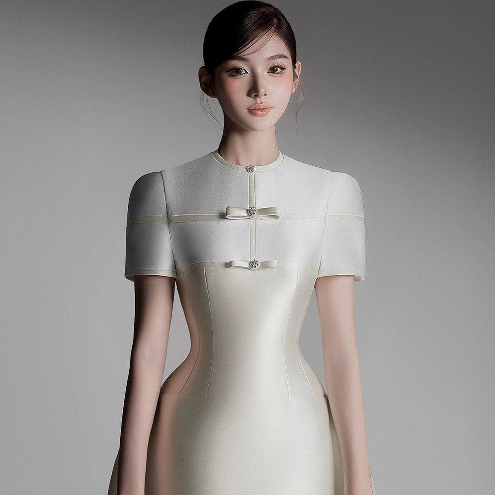 Mia Fit and Flare Round Neck Taffeta Mini Dress - MEAN BLVD