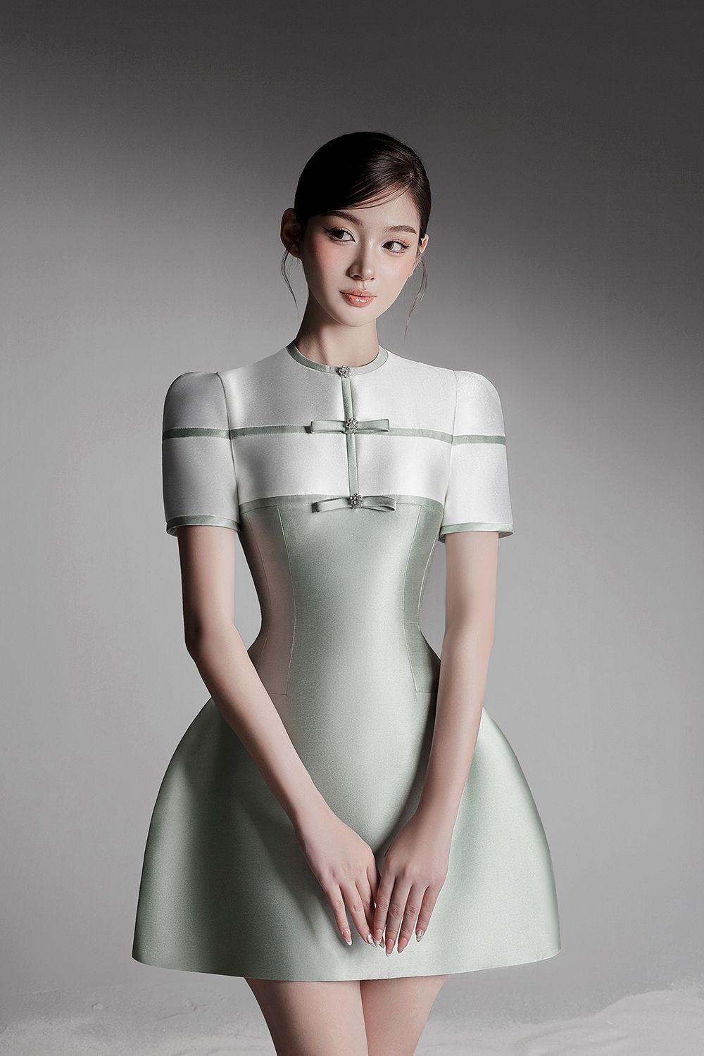 Mia Fit and Flare Round Neck Taffeta Mini Dress - MEAN BLVD