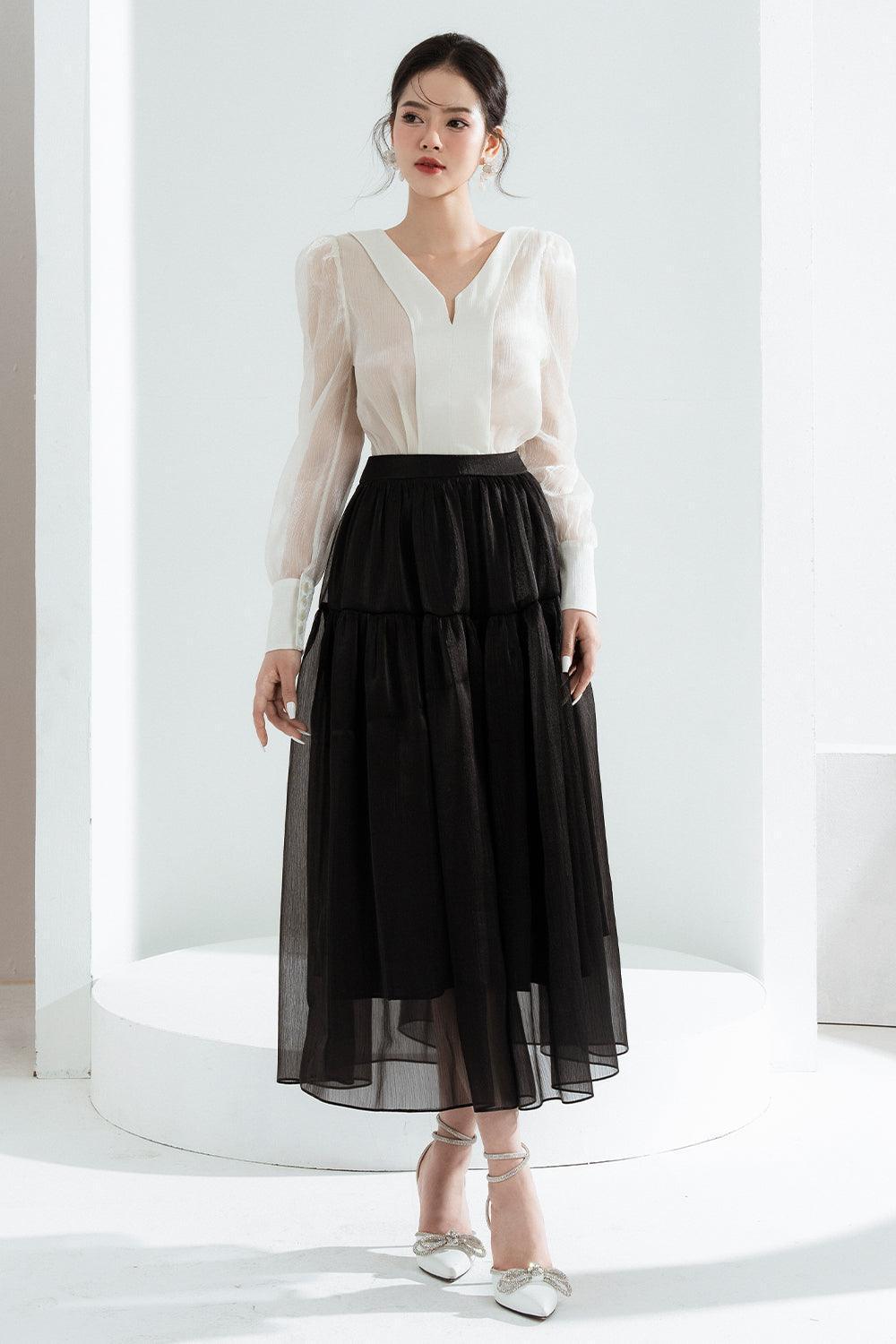 Mia Flared Gypsy Chiffon Midi Skirt - MEAN BLVD