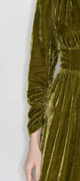 Mia Gathered V-Neck Velvet Maxi Dress - MEAN BLVD