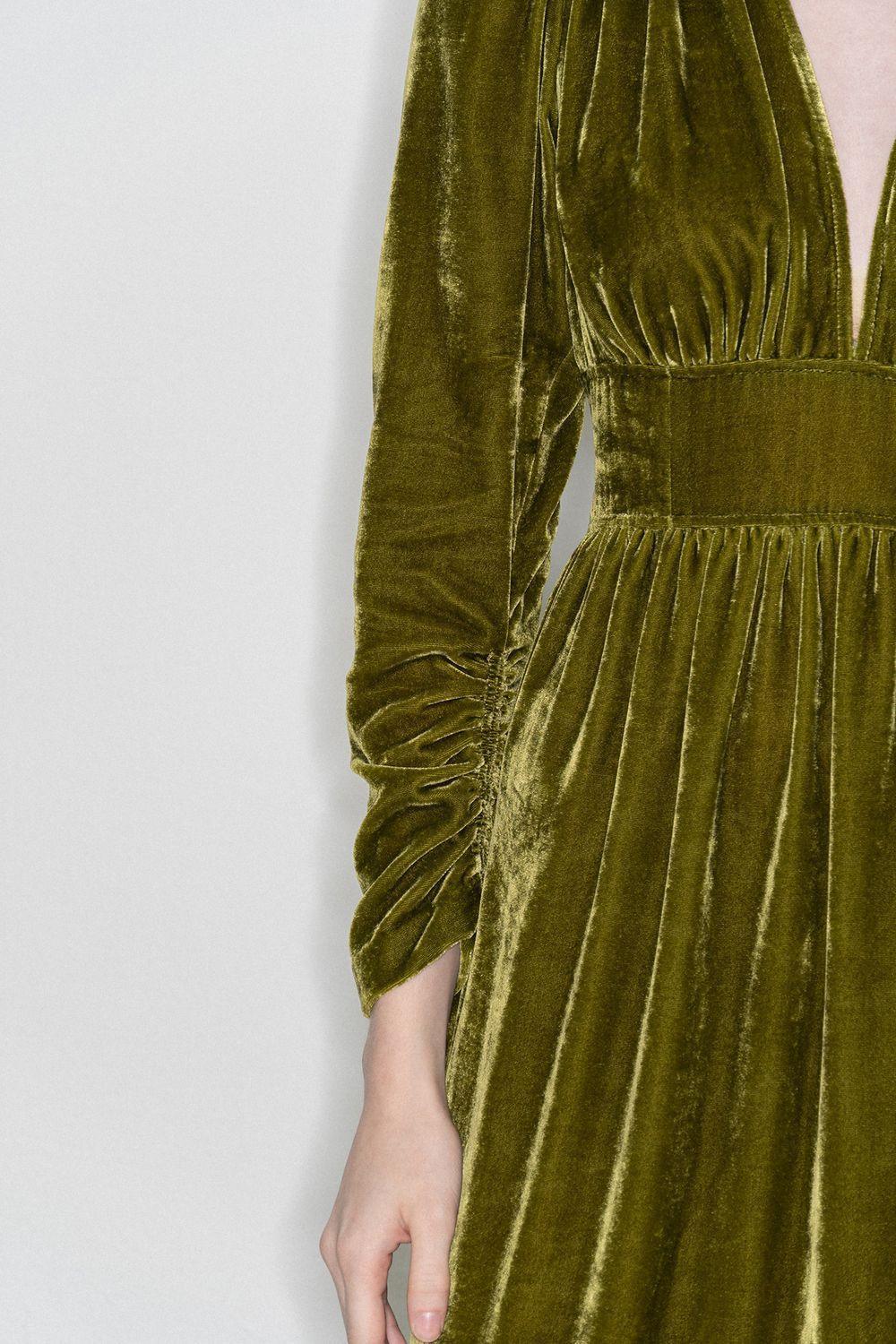 Women's Mia Gathered V-Neck Velvet Maxi Dress S/M/L Moss Green/Dark Green MEAN BLVD, S / Moss Green Women's Mia Gathered V-Neck Velvet Maxi Dress S/M/L Moss Green/Dark Green MEAN BLVD, S / Moss Green