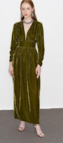 Mia Gathered V-Neck Velvet Maxi Dress - MEAN BLVD